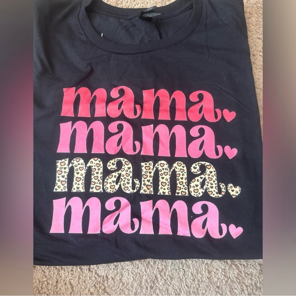 Black Graphic Tee with Pink and Leopard Print